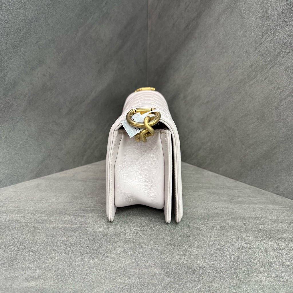 Chanel Leboy Calfskin Light Purple Gold-tone Hardware Limited Edition Letter Strap Chain Bag, Size 30 Serial Code