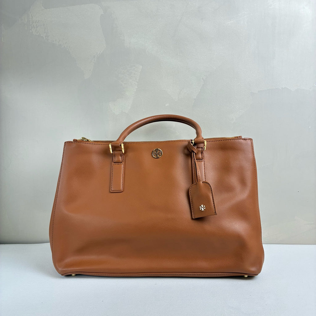 # Tory Burch / Tory Burch Tiger Eye Brown Material: Cross-grain Leather Handheld and Shoulder Bag Both Available Size 37*14