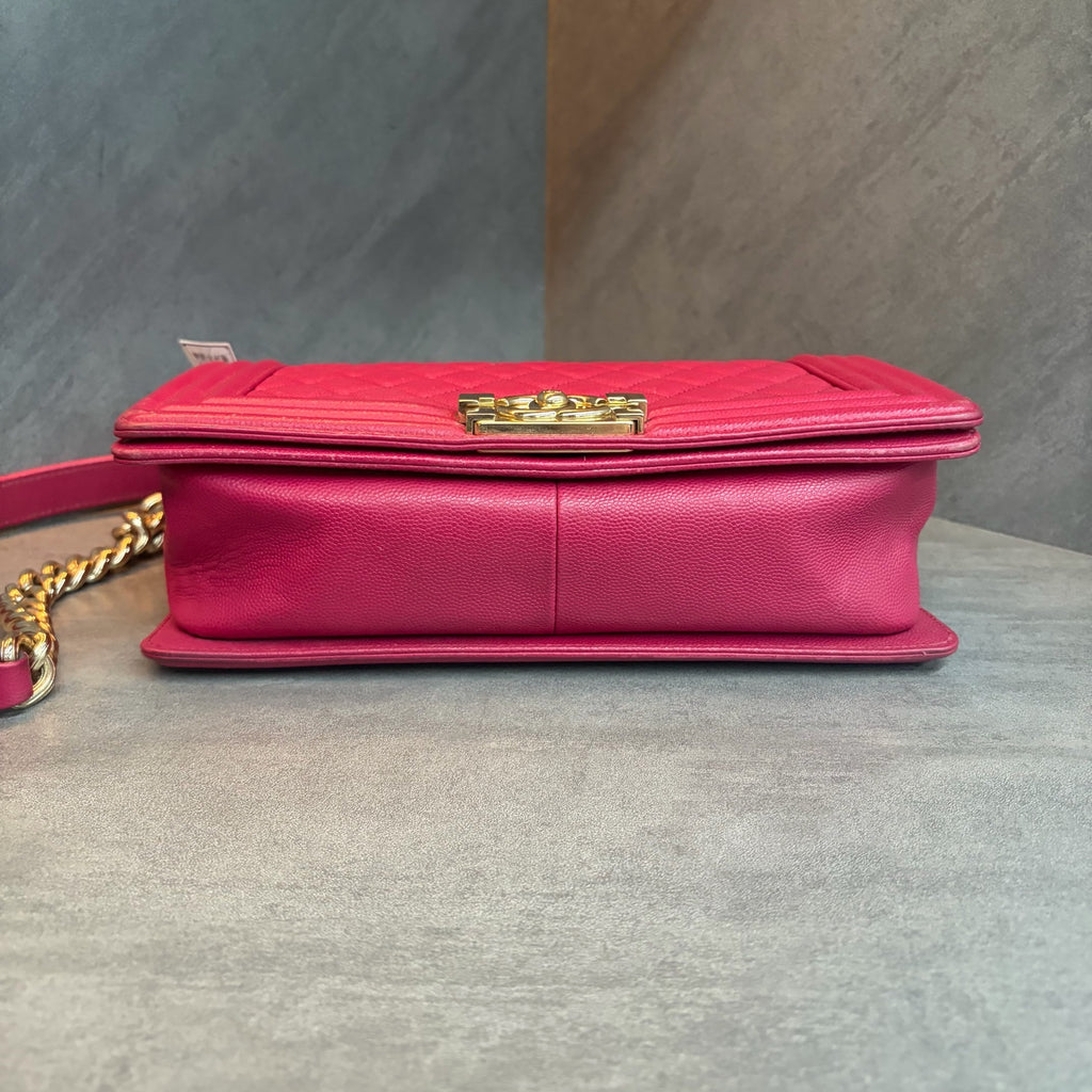 Chanel leboy fuchsia pink, 23 series with authenticity card, structured silhouette, clean interior, in stock