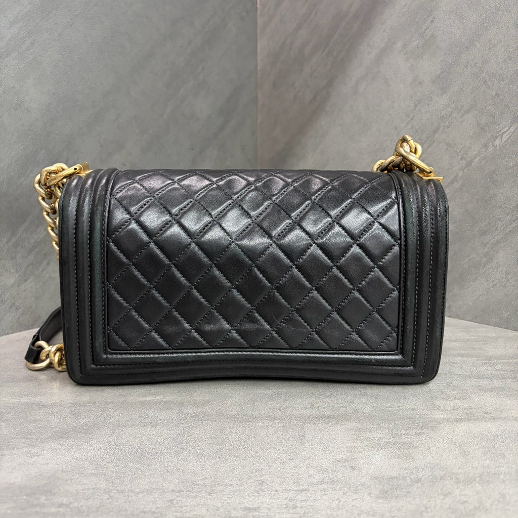 Chanel Leboy Medium, Black and Gold Lambskin, 21 Series, Structured Shape, Clean Interior, In Stock