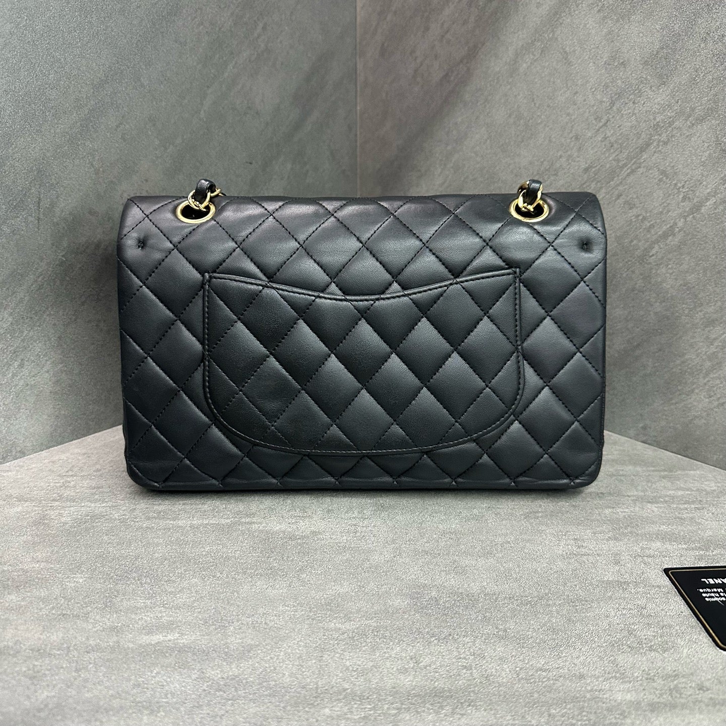 Chanel CF Medium Black Gold Lambskin Chain Bag, 15-series with authenticity card