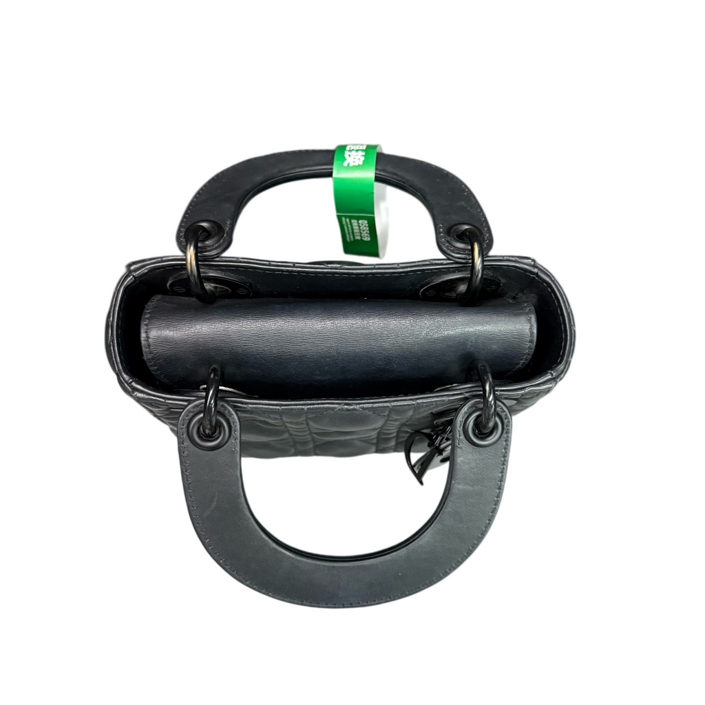 Dior Lady Dior Three-Compartment Matte Black Lambskin 20-Year Code Original Condition