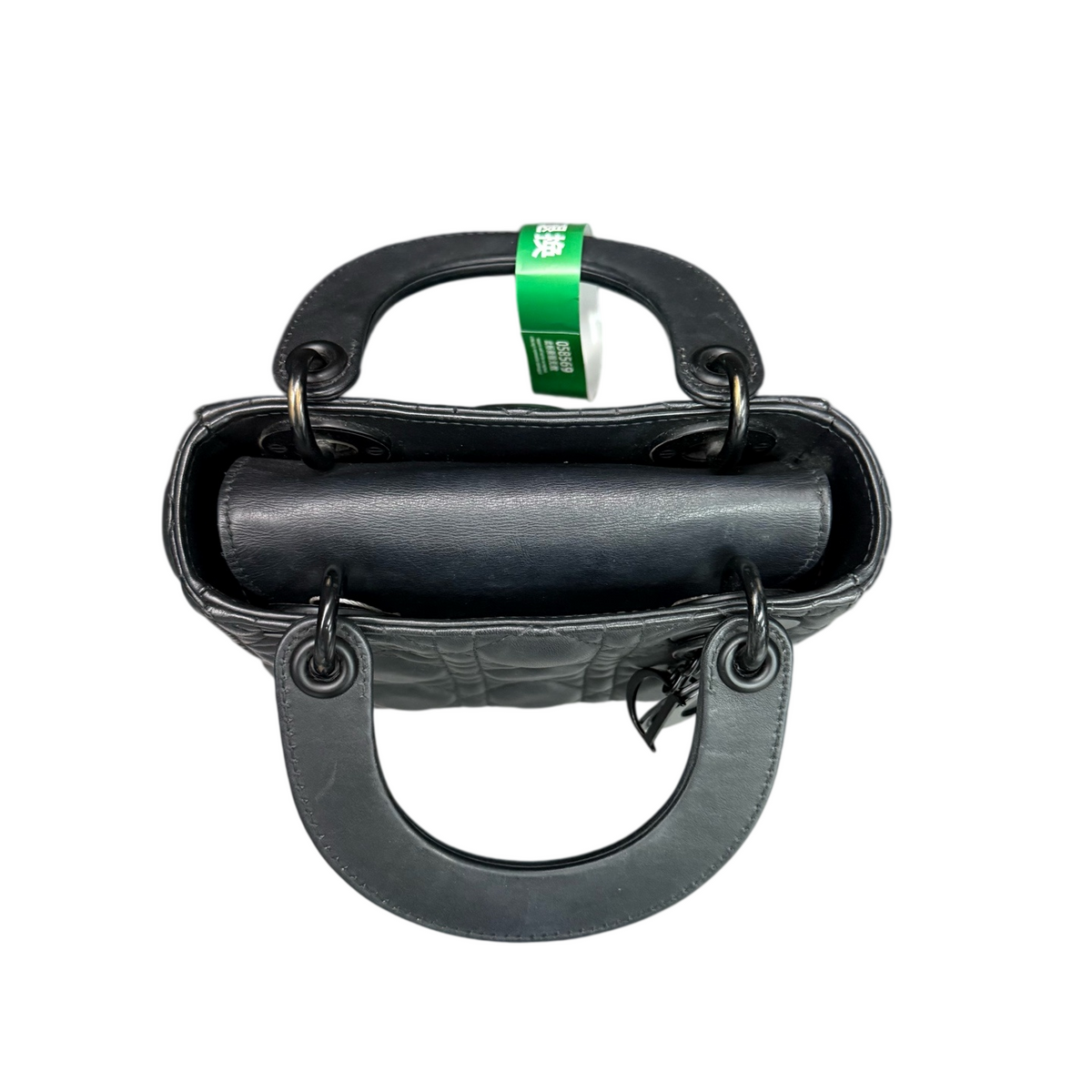 Dior Lady Dior Three-Compartment Matte Black Lambskin 20-Year Code Original Condition
