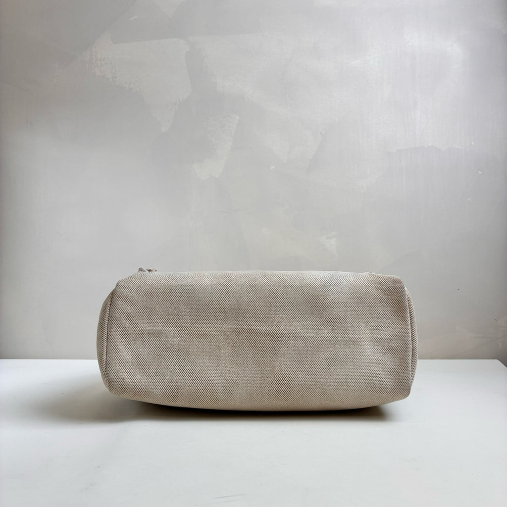 Hermès/Herbag Off-white with Brown Material Canvas Frame E Engraving 97% New Size 31*18