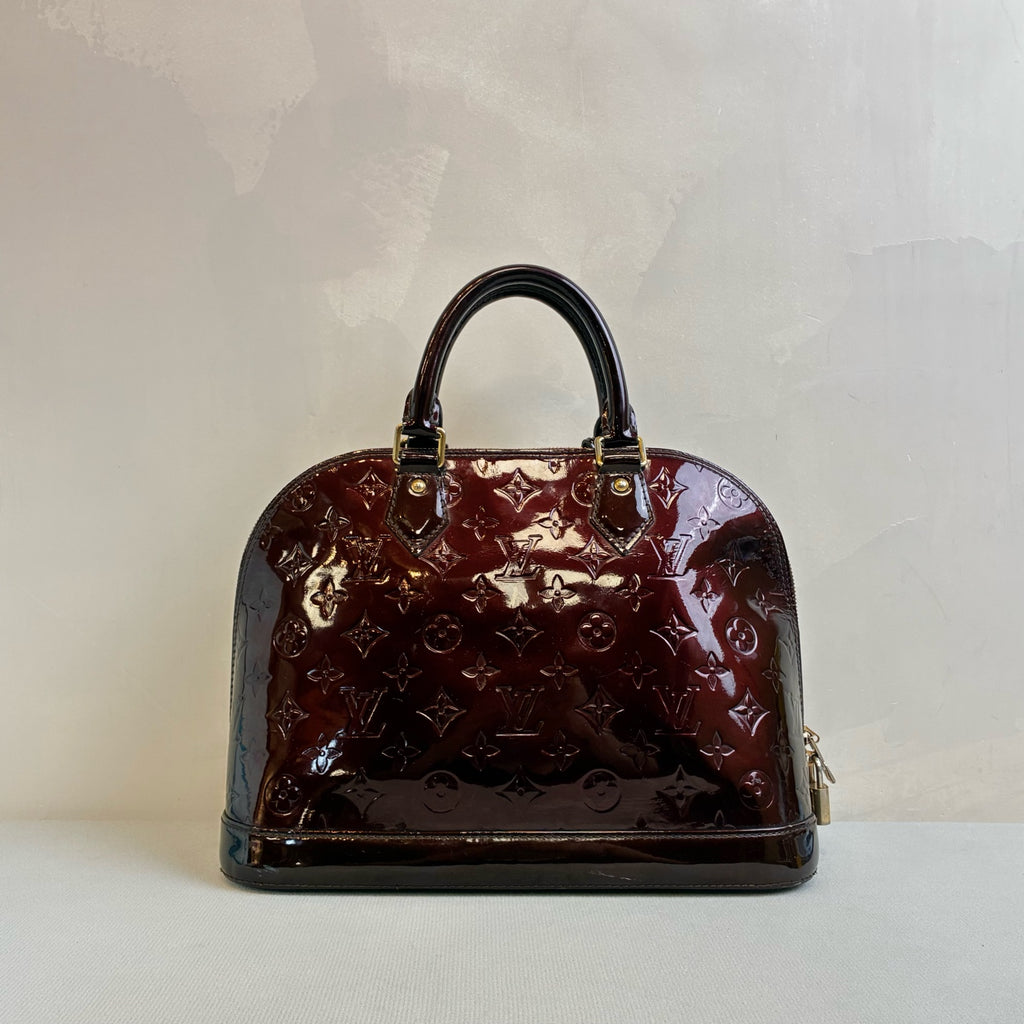 Louis Vuitton Patent Leather Shell Women's Bag Size 31*23 Cherry