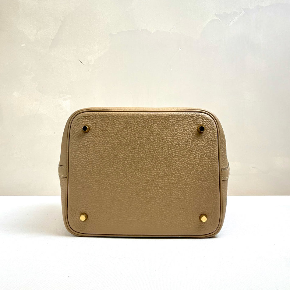 Hermes Trench Coat Gray with Gold Buckle 22 Garden Party Bag Y Stamp Gold Buckle Garden Party Bag TC Leather Size 22*22