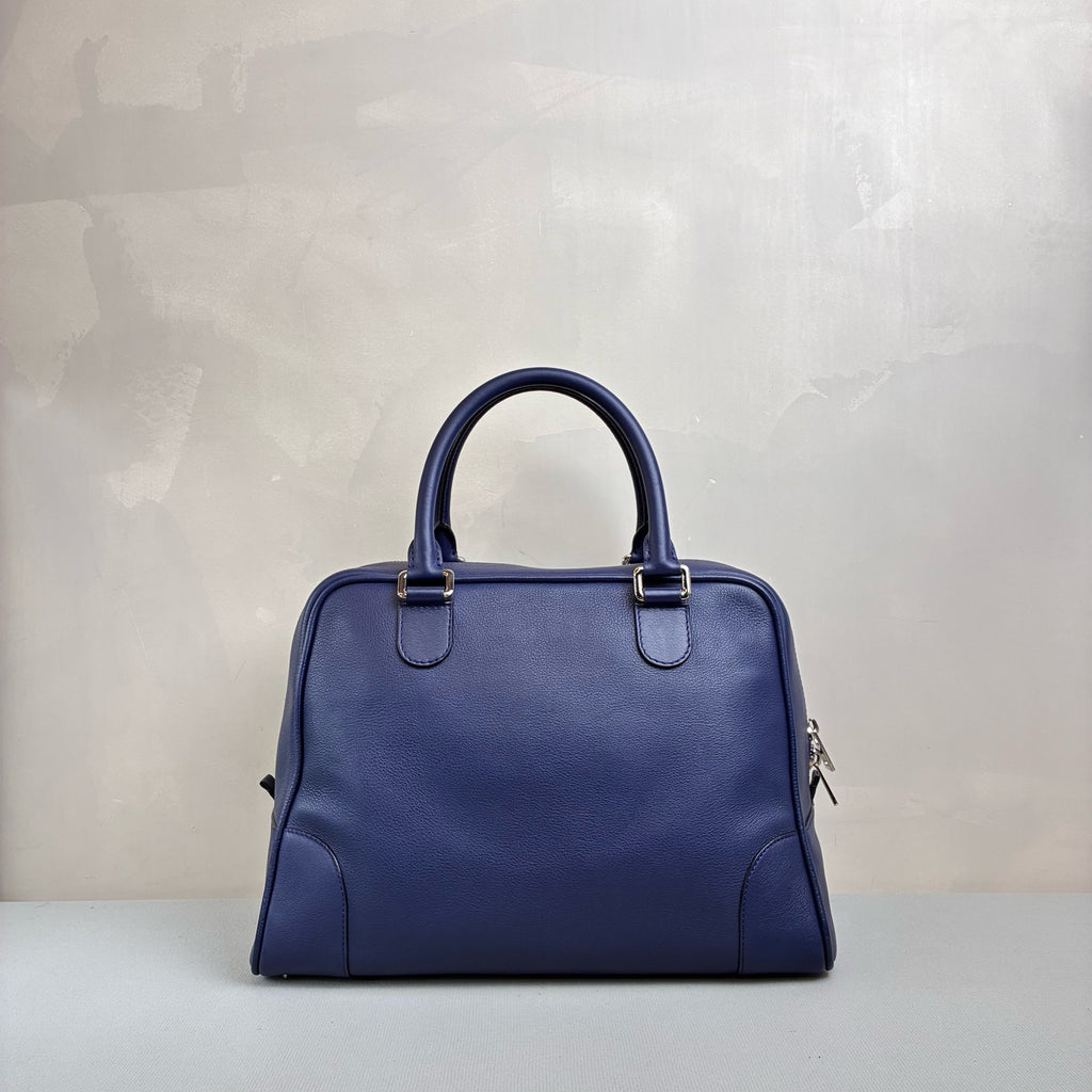 Loewe/Amazon Boston Navy Blue Handheld Crossbody Bag Size 37x26x18 Leather