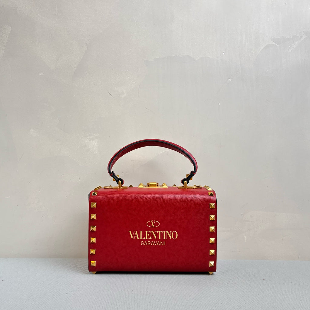 Valentino Red Box Rivet Bag with Adjustable Shoulder Strap Size 18.5*11.5