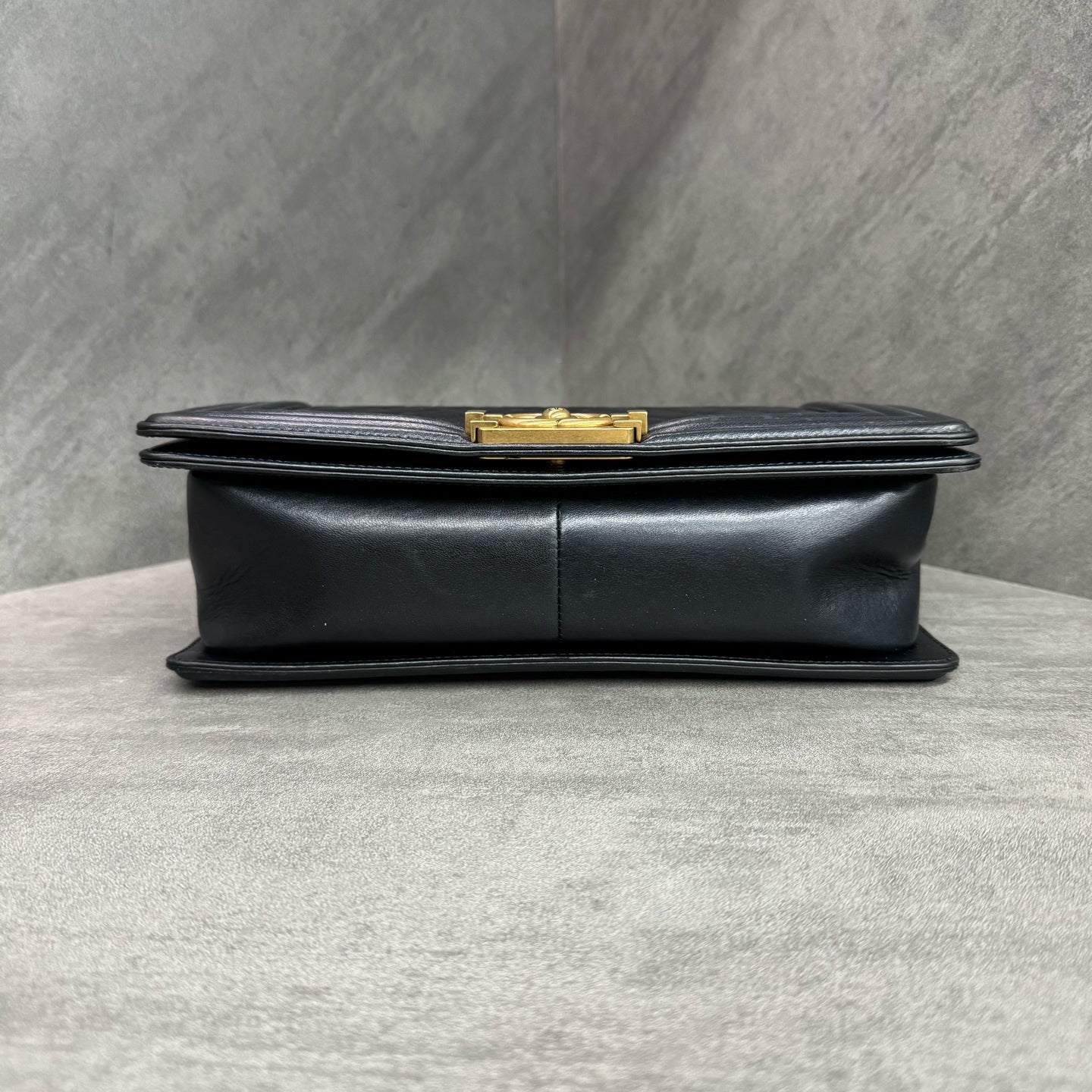 Chanel Black Gold Medium Leboy Lambskin, 19 Series, Structured Shape, Clean Interior, In Stock at Great Price