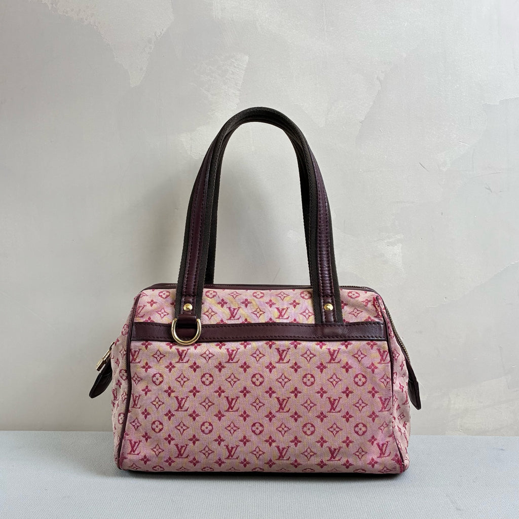 LV/Louis Vuitton 96% New Pink Denim Monogram Boston Handbag Size 27.5*18