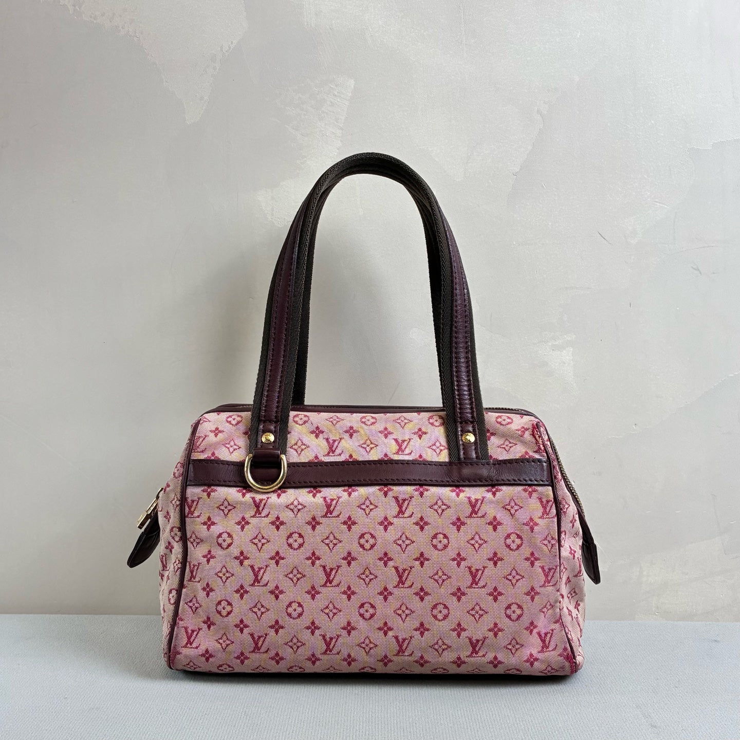LV/Louis Vuitton 96% New Pink Denim Monogram Boston Handbag Size 27.5*18