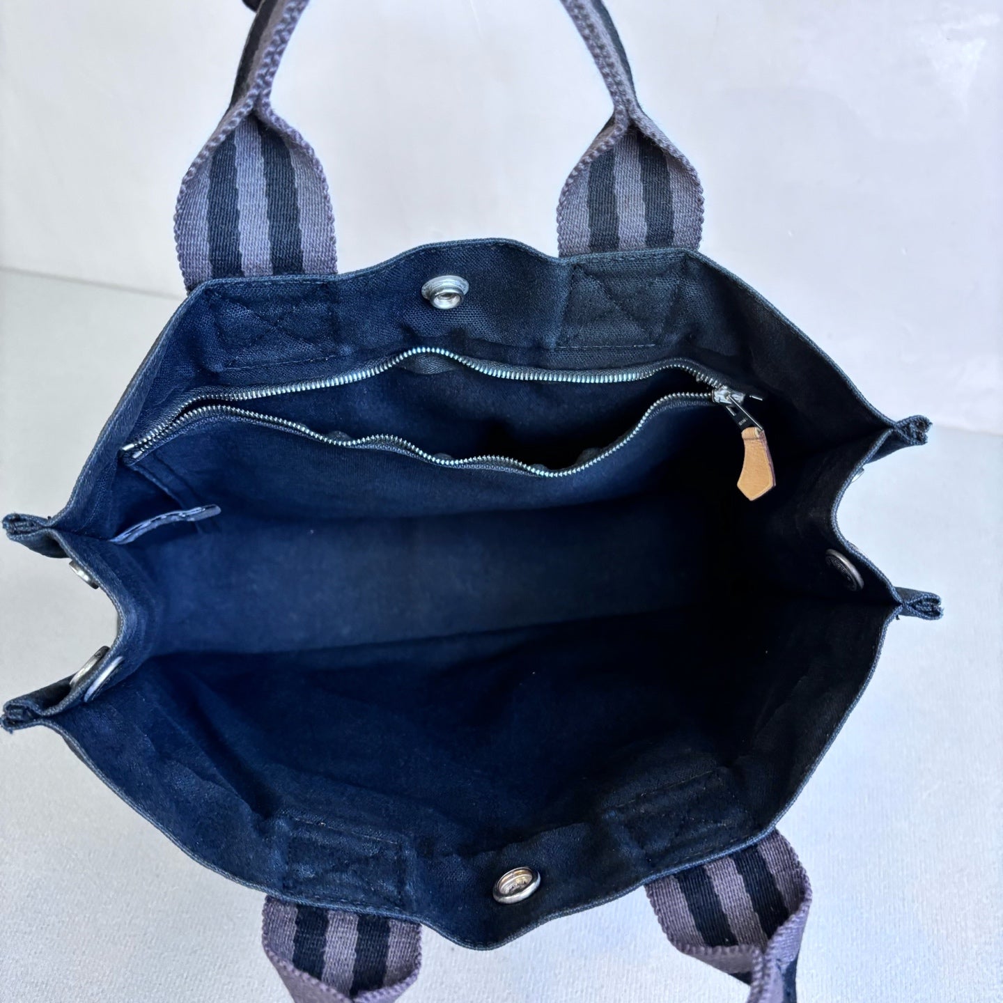 Hermes 98% New Black and Gray Canvas Tote Bag Casual Vintage Size 29*22