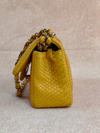 Chanel Yellow Python  Rectangular Classic Single Flap