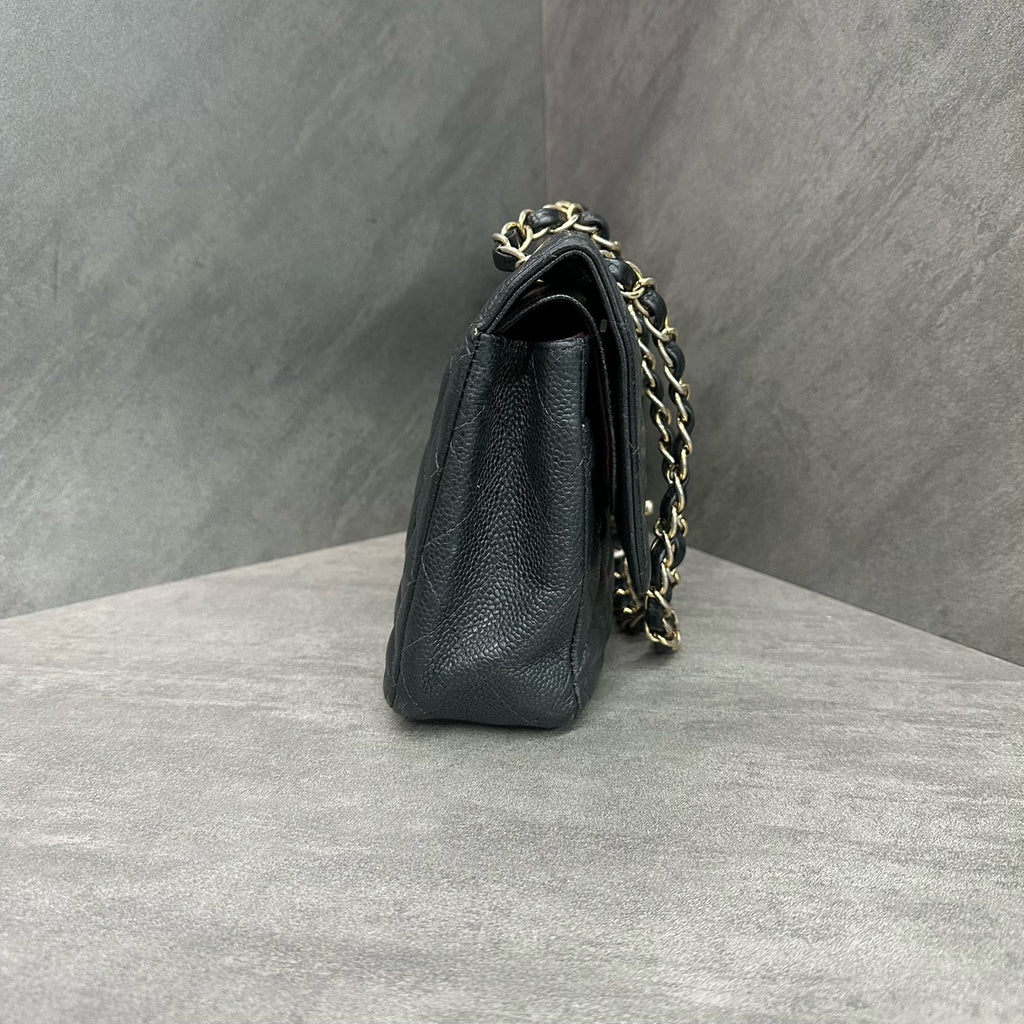 Chanel CF Medium Black Gold Lambskin Chain Bag 15 Opening
