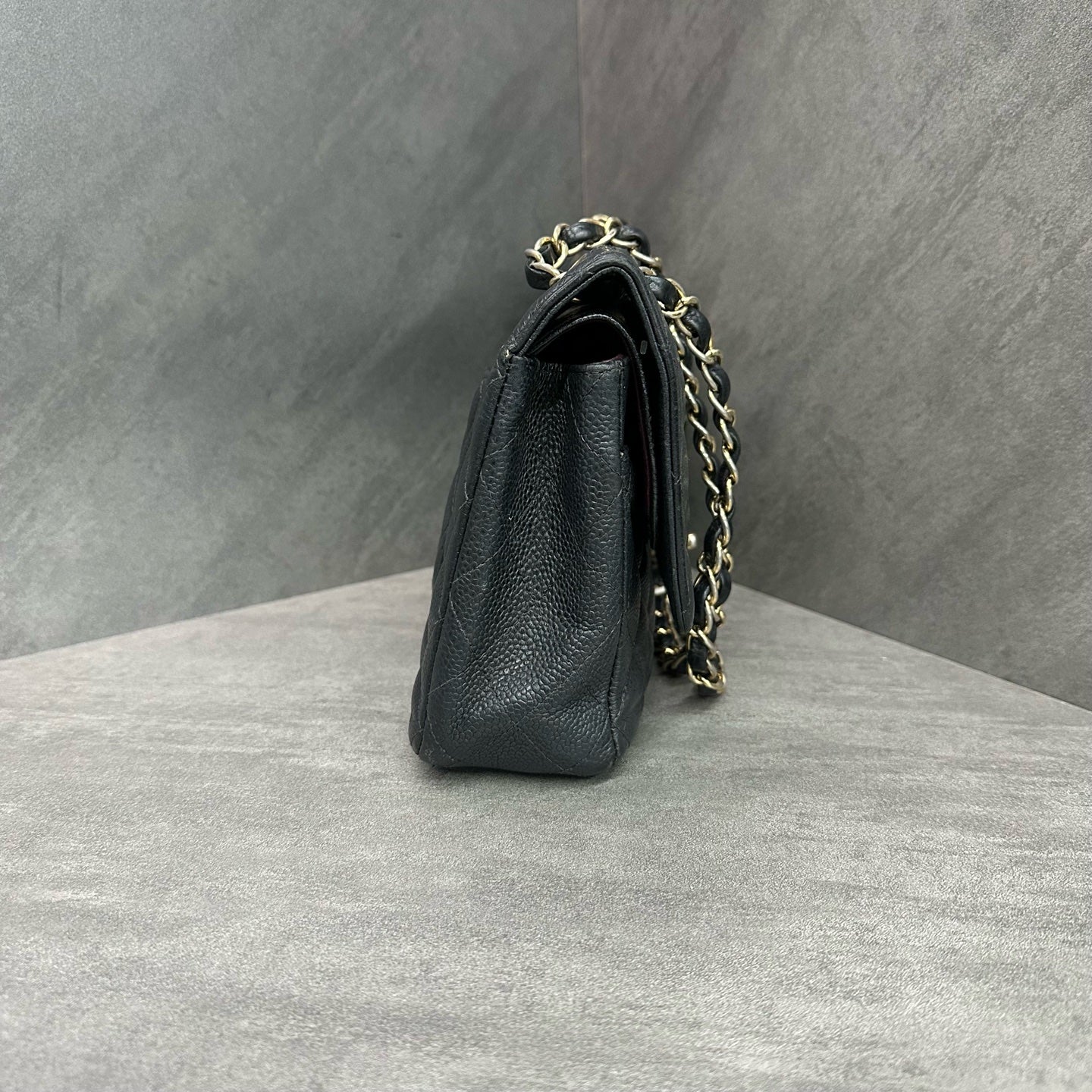 Chanel CF Medium Black Gold Lambskin Chain Bag 15 Opening