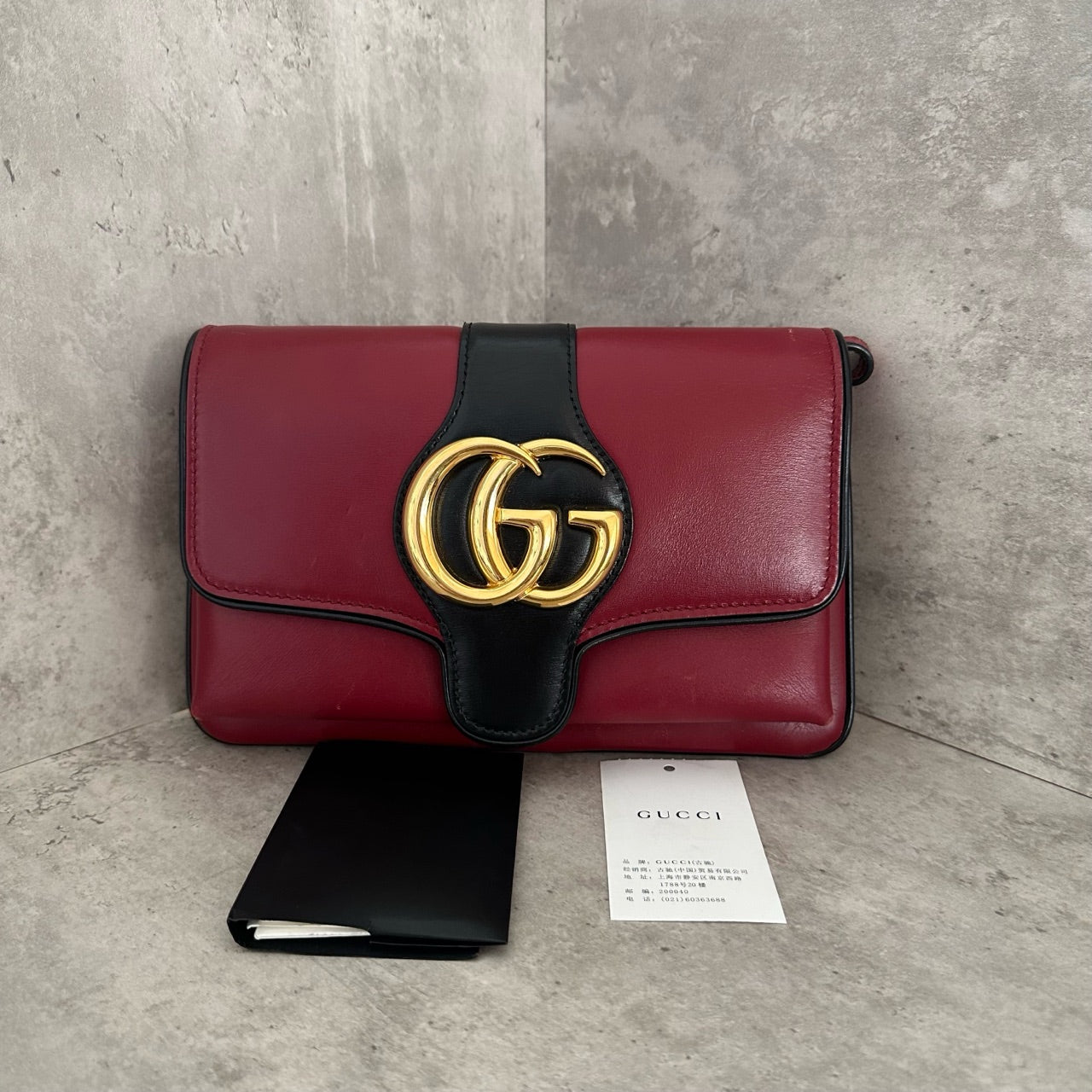 Gucci Burgundy and Black Small Arli Shoulder Bag
