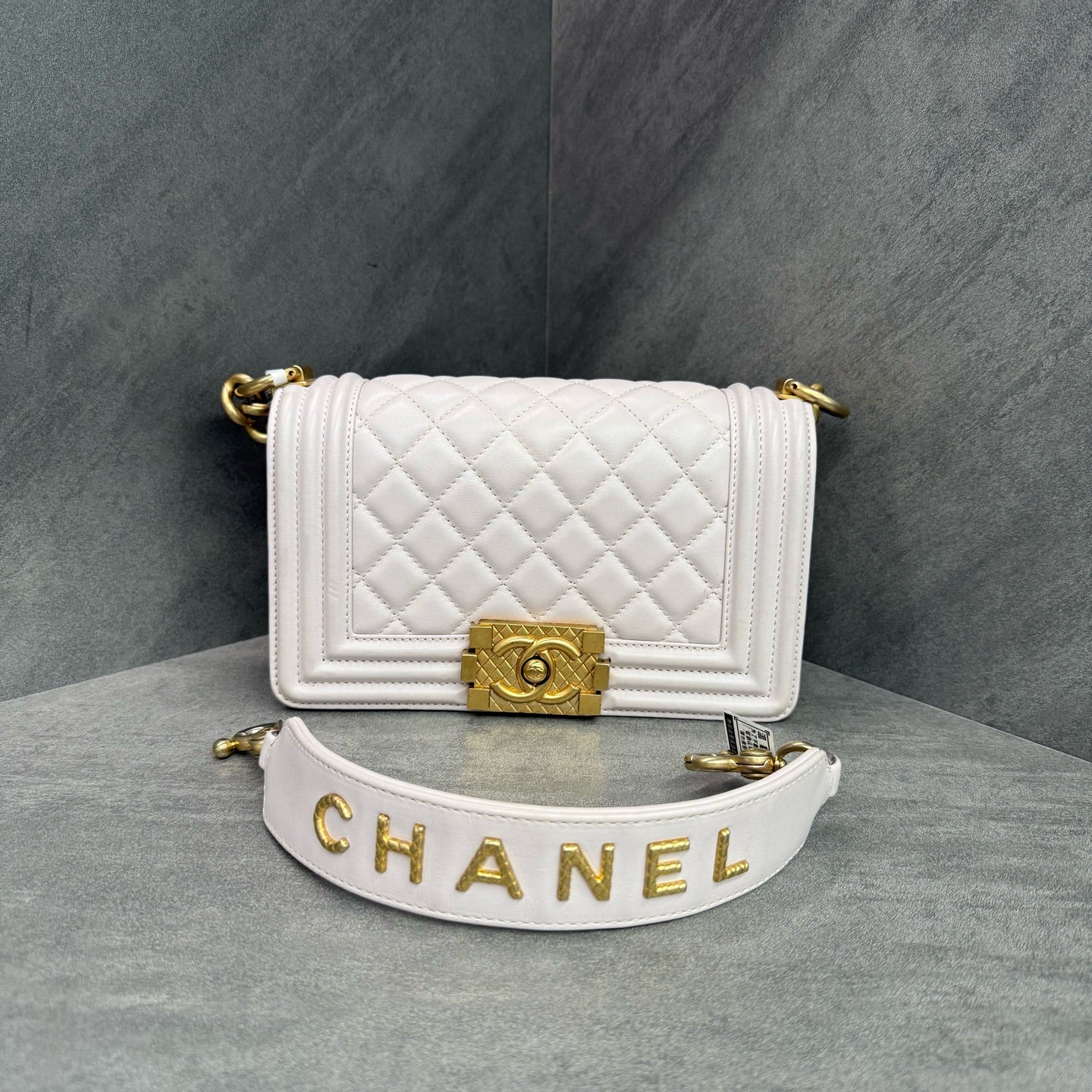 Chanel Leboy Calfskin Light Purple Gold-tone Hardware Limited Edition Letter Strap Chain Bag, Size 30 Serial Code