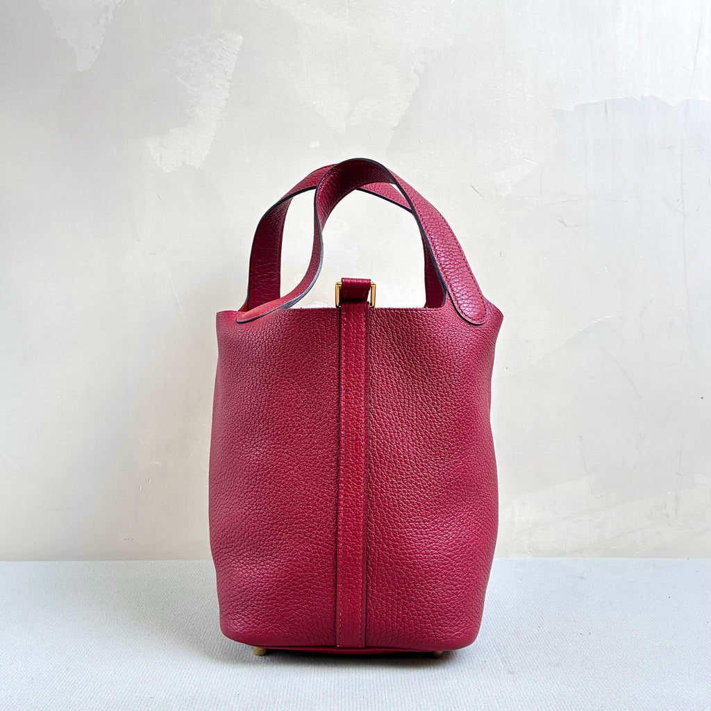 Hermès Y刻 Picotin 18 Basket Bag in Burgundy with Gold Hardware, Size 18*19