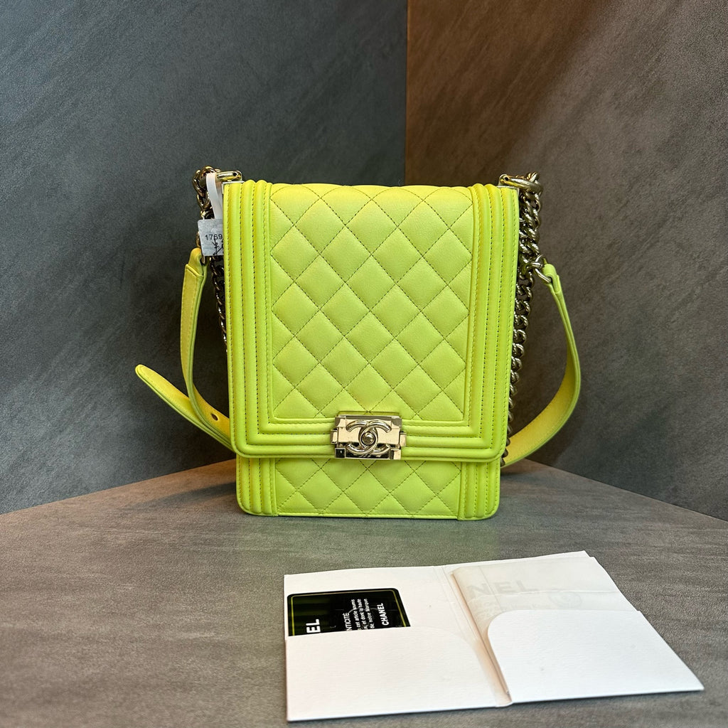 Chanel Leboy vertical light green 26-inch cassette ticket