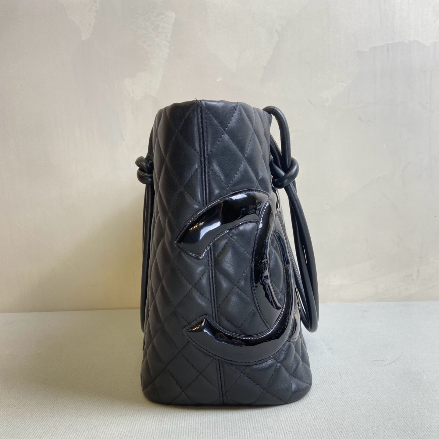 CHANEL 15 Opening Black Patent Leather Double C Black Cowhide Silver Hardware Kangpeng Handheld Shoulder Bag 98% New Size 30*25