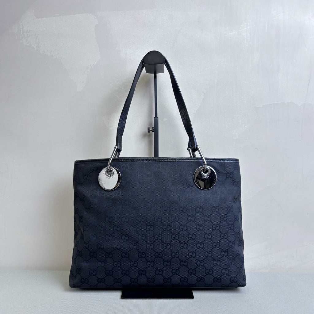 Gucci 98 New Black and Silver Vintage Tote Bag Size 32*24