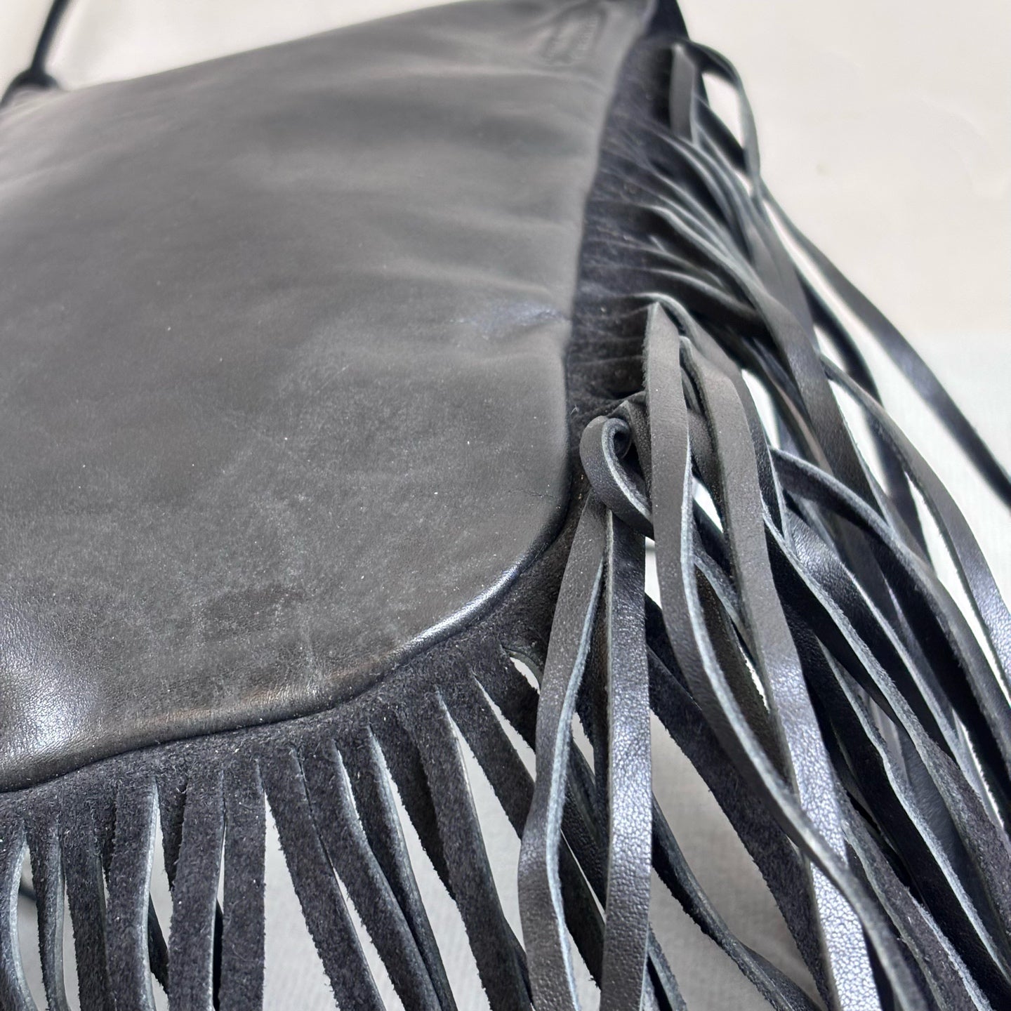 YSL / Saint Laurent Bohemian Tassel Bag Full Leather Black Size 16*22