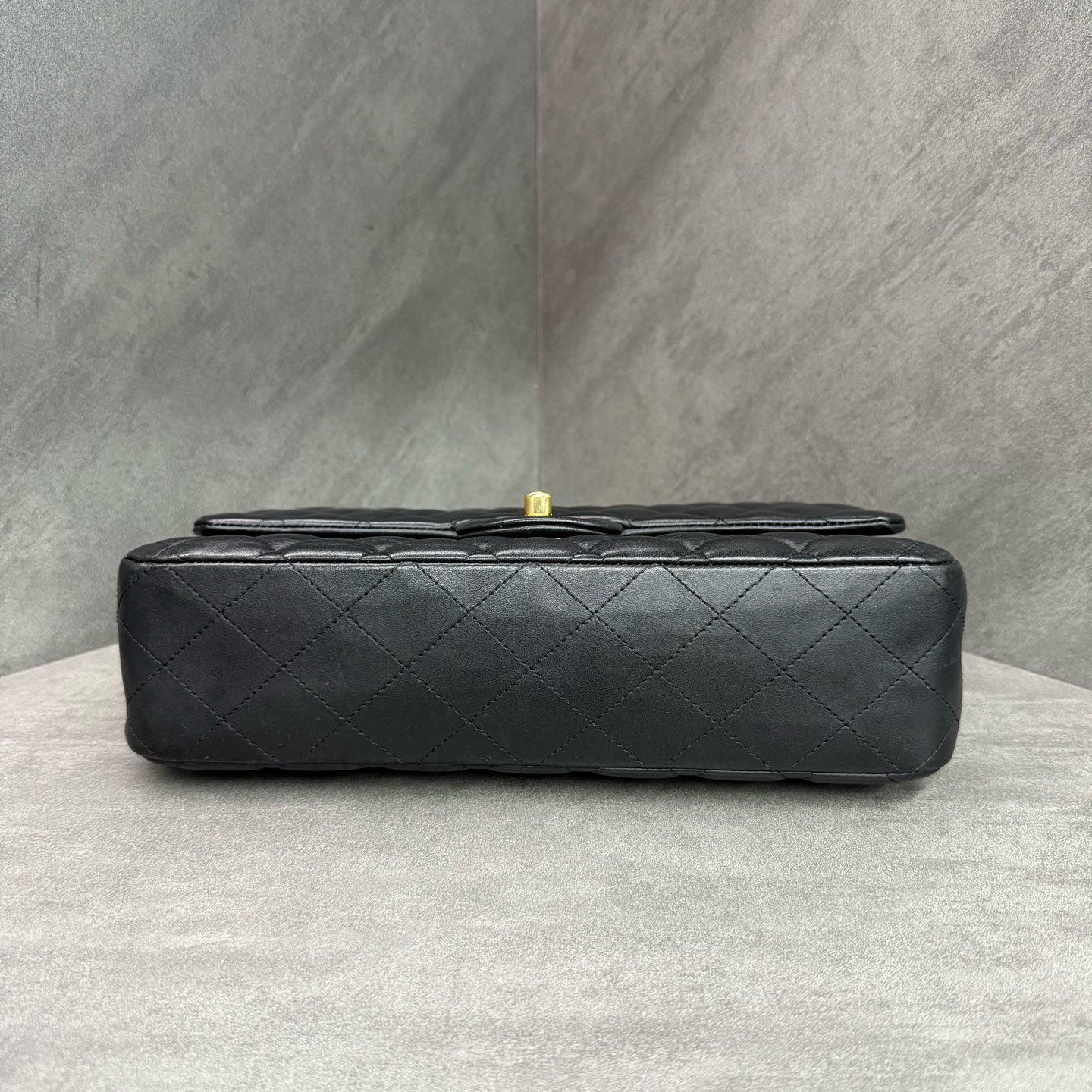 Chanel CF Medium Black and Gold Lambskin Chain Bag 28 with Card
