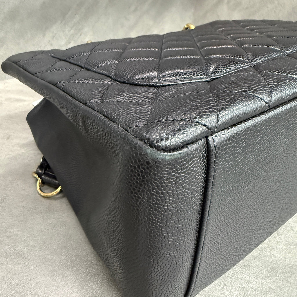 Chanel GST Litchi Leather Black and Gold 16 Opening Card Bag, Perfect Bag Shape