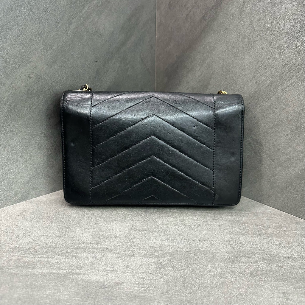 Chanel Black and Gold Envelope Chain Bag, 24 series, base length 21cm