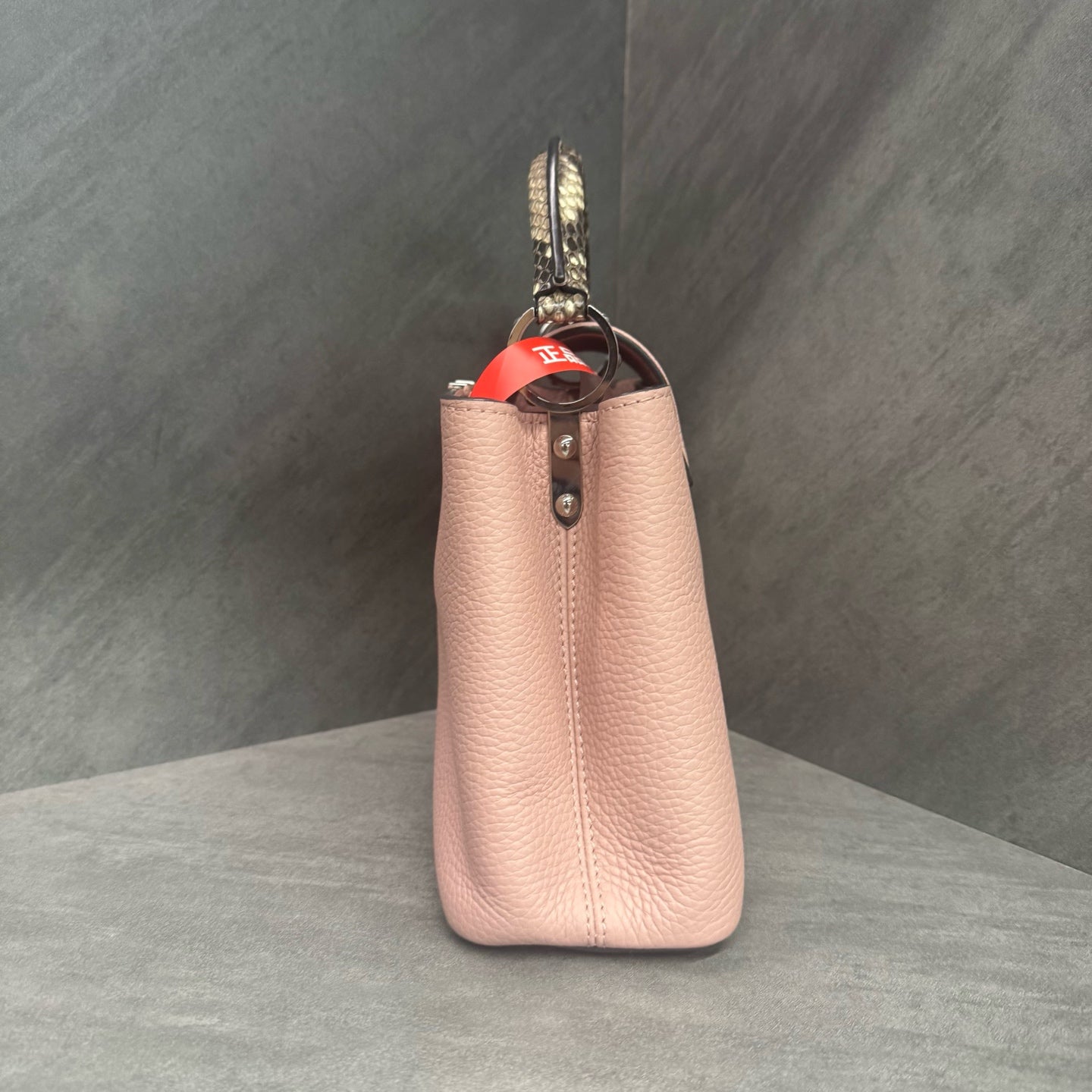 LV Louis Vuitton Capucines BB Pink Cowhide with Snake Handle, 18 Serial Code, Original Condition