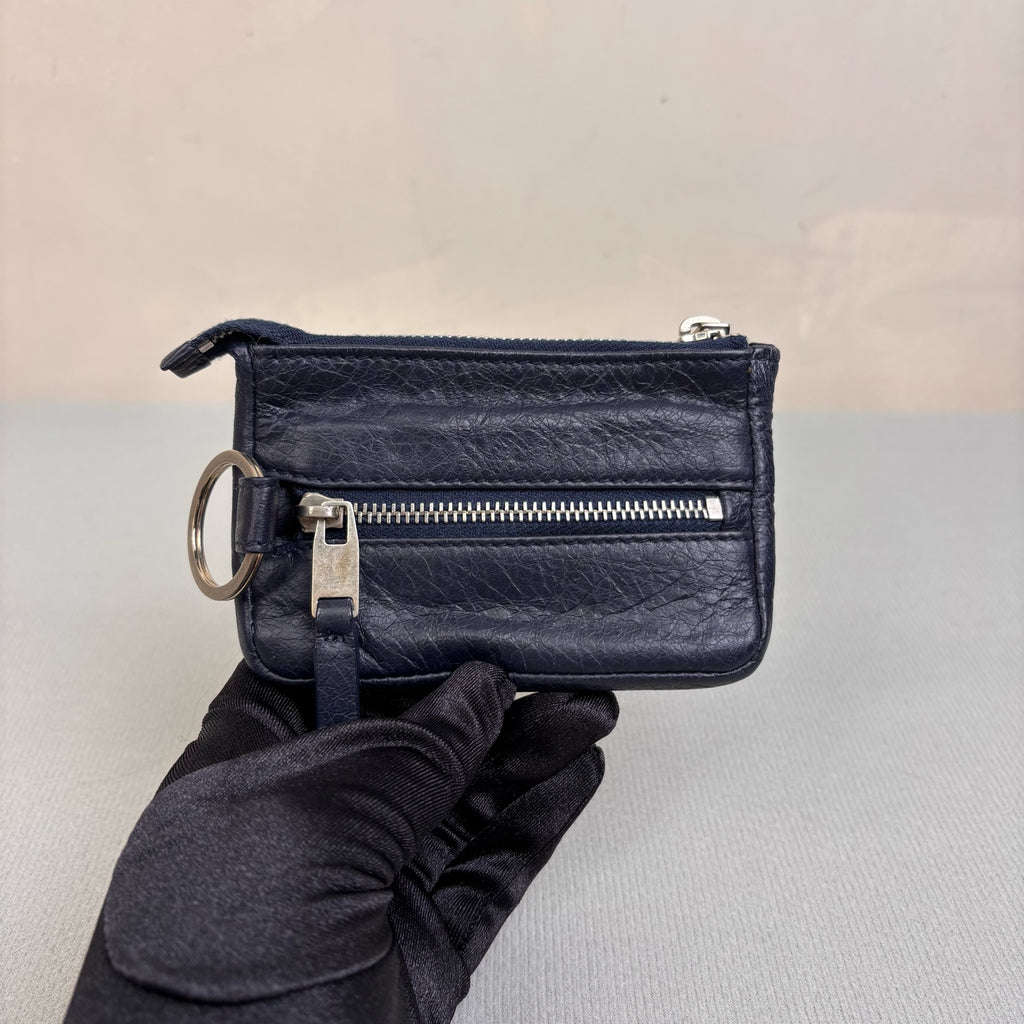 Balenciaga Navy Blue Leather Small Wallet Size 11*7