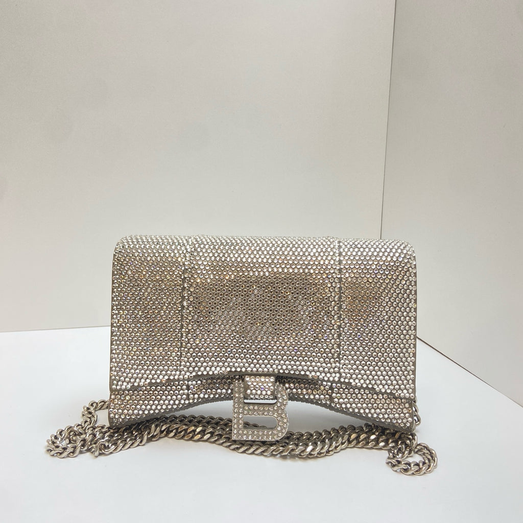Balenciaga Hourglass Gem-Studded Shoulder Crossbody Bag   Accessories: Dust Bag   Retail Price: ¥30,000+