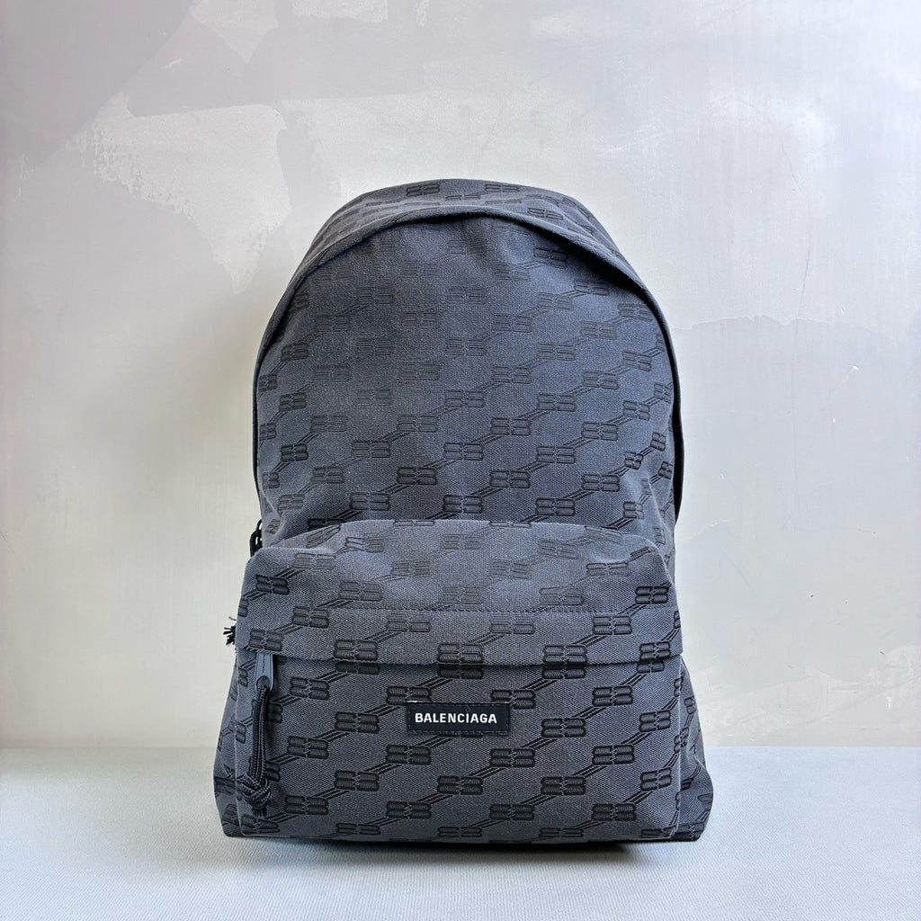 Balenciaga / Balenciaga 99% New Dark Gray Canvas BB Old Flower Backpack Size 33*50