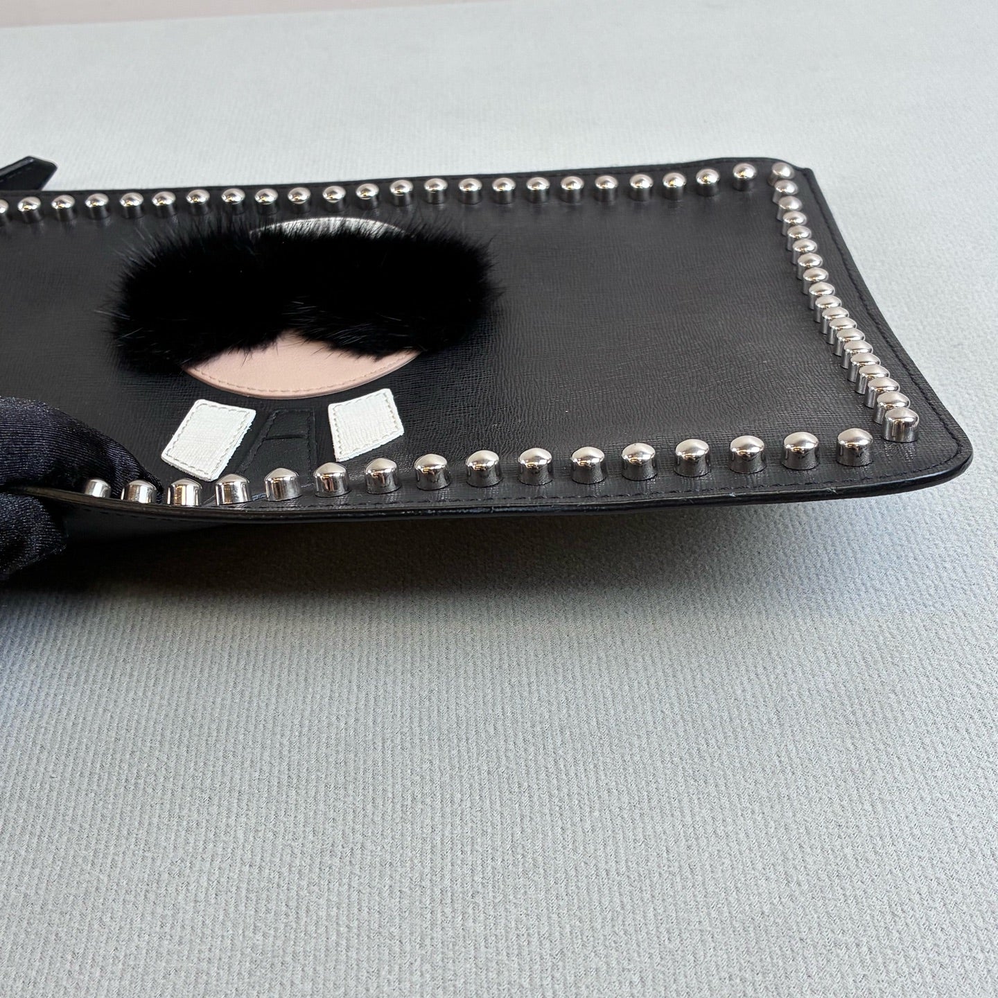 Fendi Like New Black Karl Lagerfeld Studded Clutch Bag Size 30*20cm