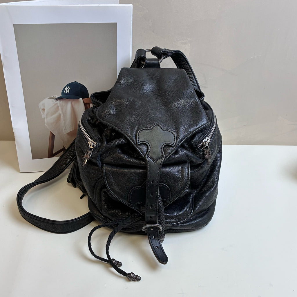 Chrome Hearts / 克罗心 Strapped Backpack Size 22*25*15 Cowhide Material Black 99% New Backpack