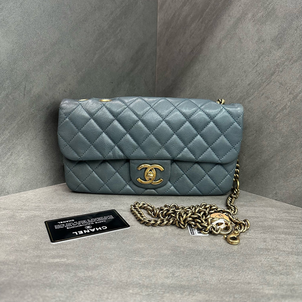 Chanel CF Baguette Gold Coin Gold-tone Hardware Long Style, 17 Series with Authenticity Card, Structured Shape, In Stock