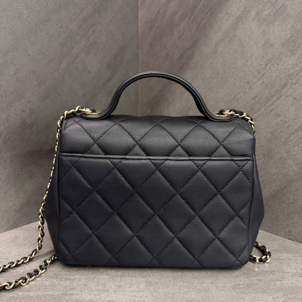 Chanel Affinity Small Black Gold Messenger Bag, Black Gold Litchi Cowhide, 27-series with authenticity card