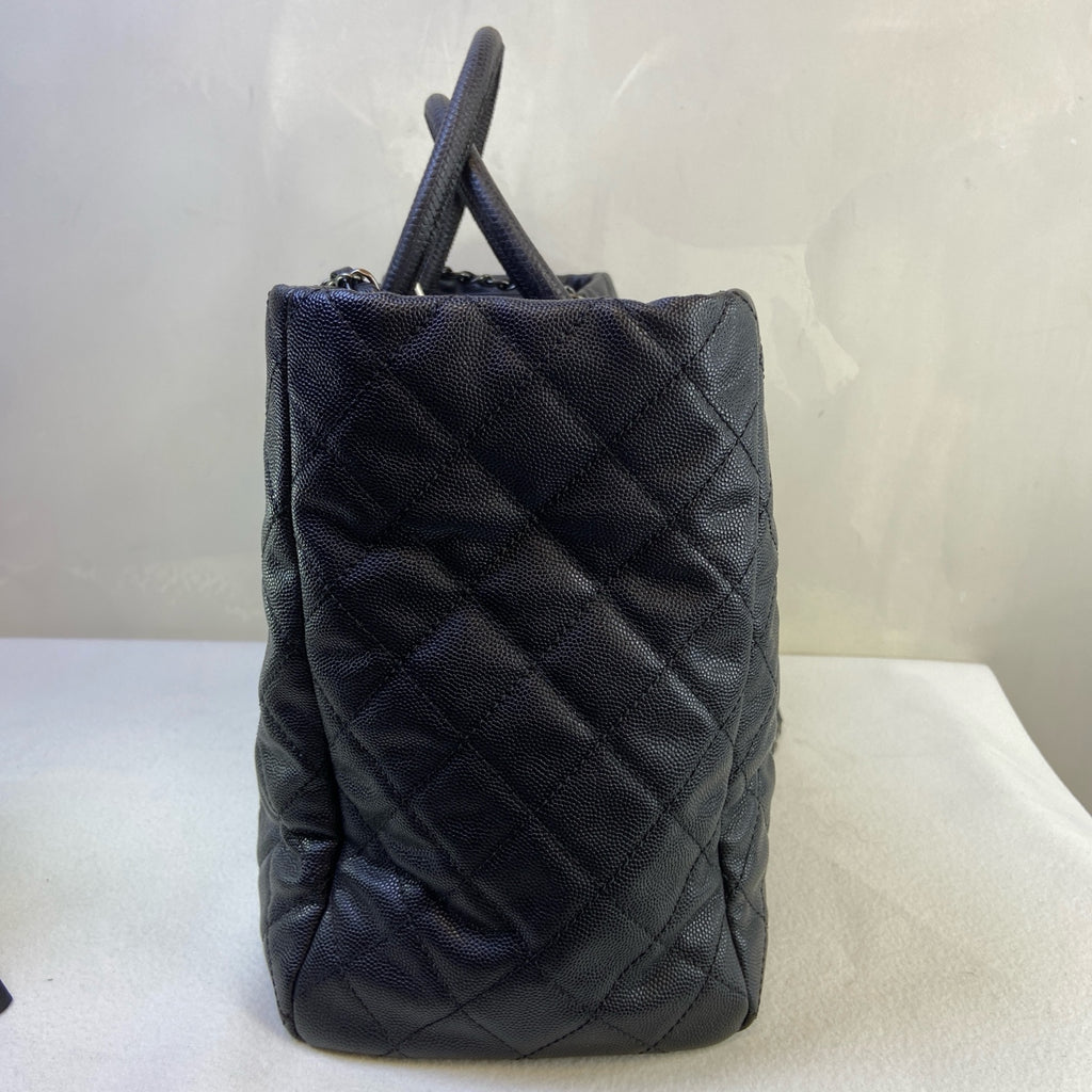 Chanel Black and Silver Leather 2-Way Tote Bag, Size 36*25*23, Market Price 20,000+
