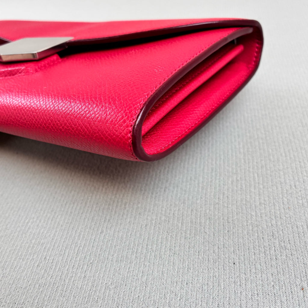 Celine Red Silver Buckle Long Wallet Size 20*12