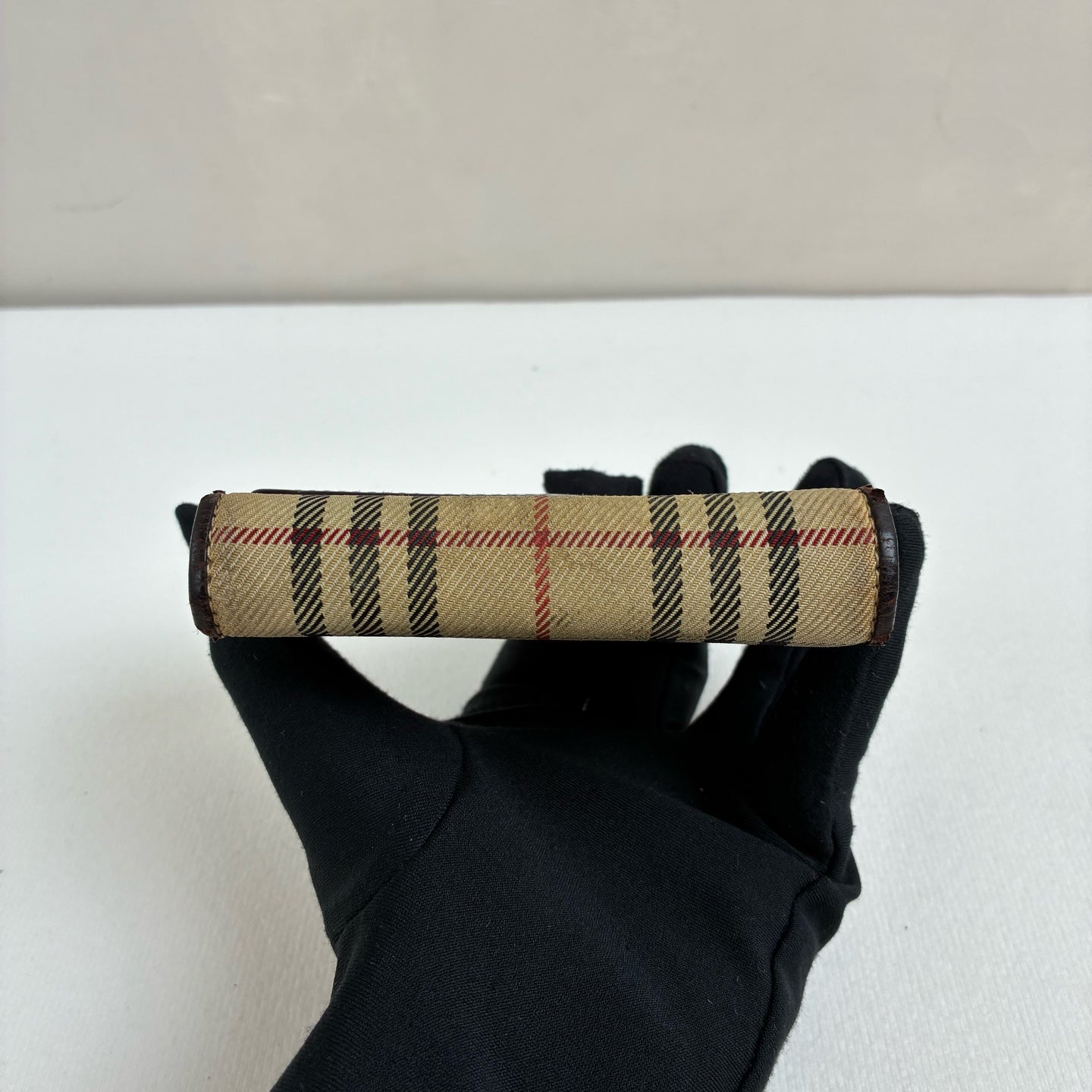 Burberry Vintage Leather Check Canvas Coin Purse Size 10*8