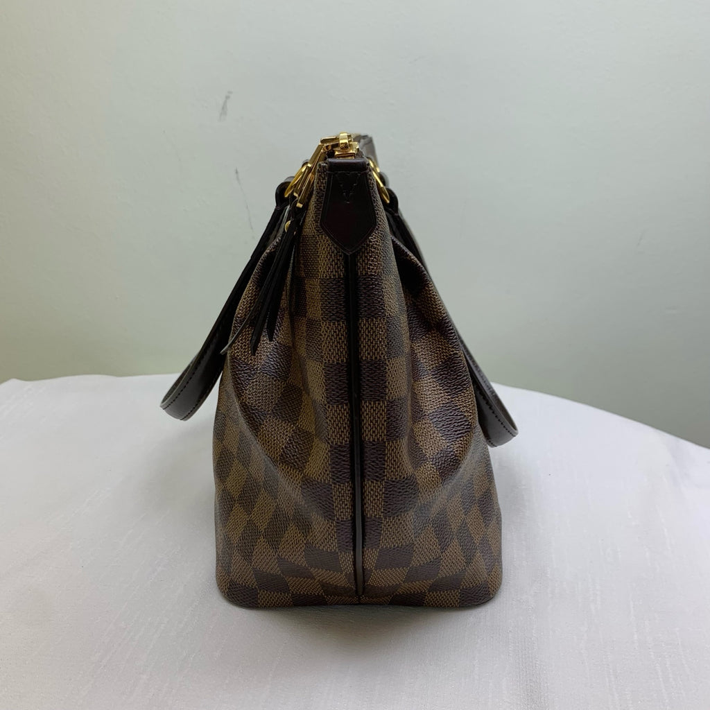 LV/Louis Vuitton Damier Checker Pattern Zip Closure Handbag Shoulder Bag in Brown Leather Dimensions: Approximately 30*27*17 cm