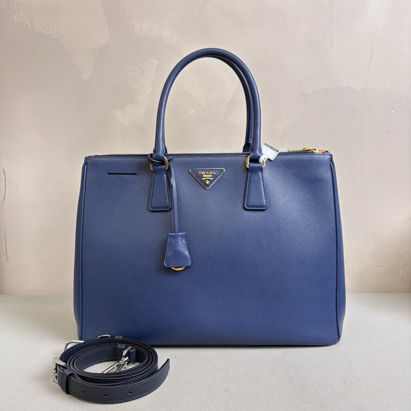 PRADA Blue Killer Bag Medium Saffiano Leather Dark Blue with Shoulder Strap Accessories Size 36*26*16 98% New