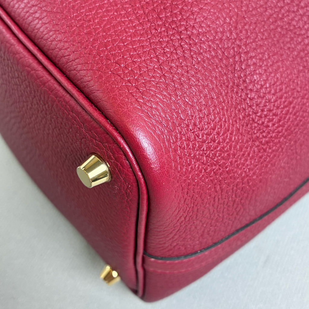 Hermès Y刻 Picotin 18 Basket Bag in Burgundy with Gold Hardware, Size 18*19