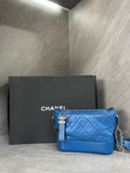 Selling at a stunning bargain price, 98% new! Chanel blue Gabrielle small shoulder and crossbody bag, serial number starts with 26, with authenticity card. Dimensions: 21*16.