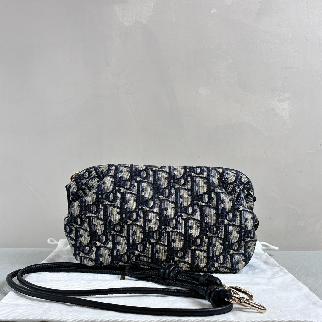Dior 99% New Bow Monogram Dumpling Bag Canvas and Leather Size 20*11