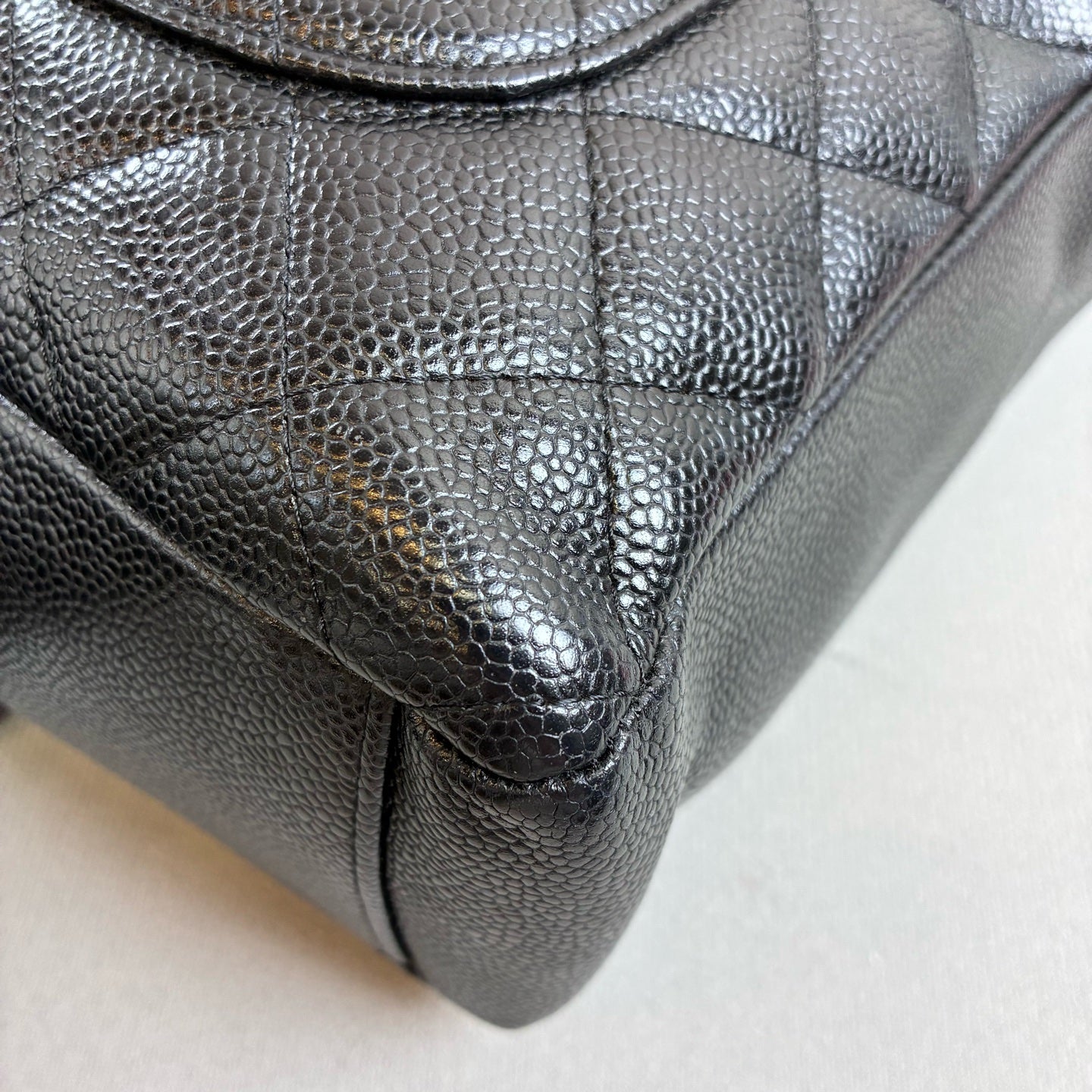 Chanel 9-inch Small Black and Gold PST Litchi Grain Cowhide Shoulder Bag Size 26*21 Condition 99% New