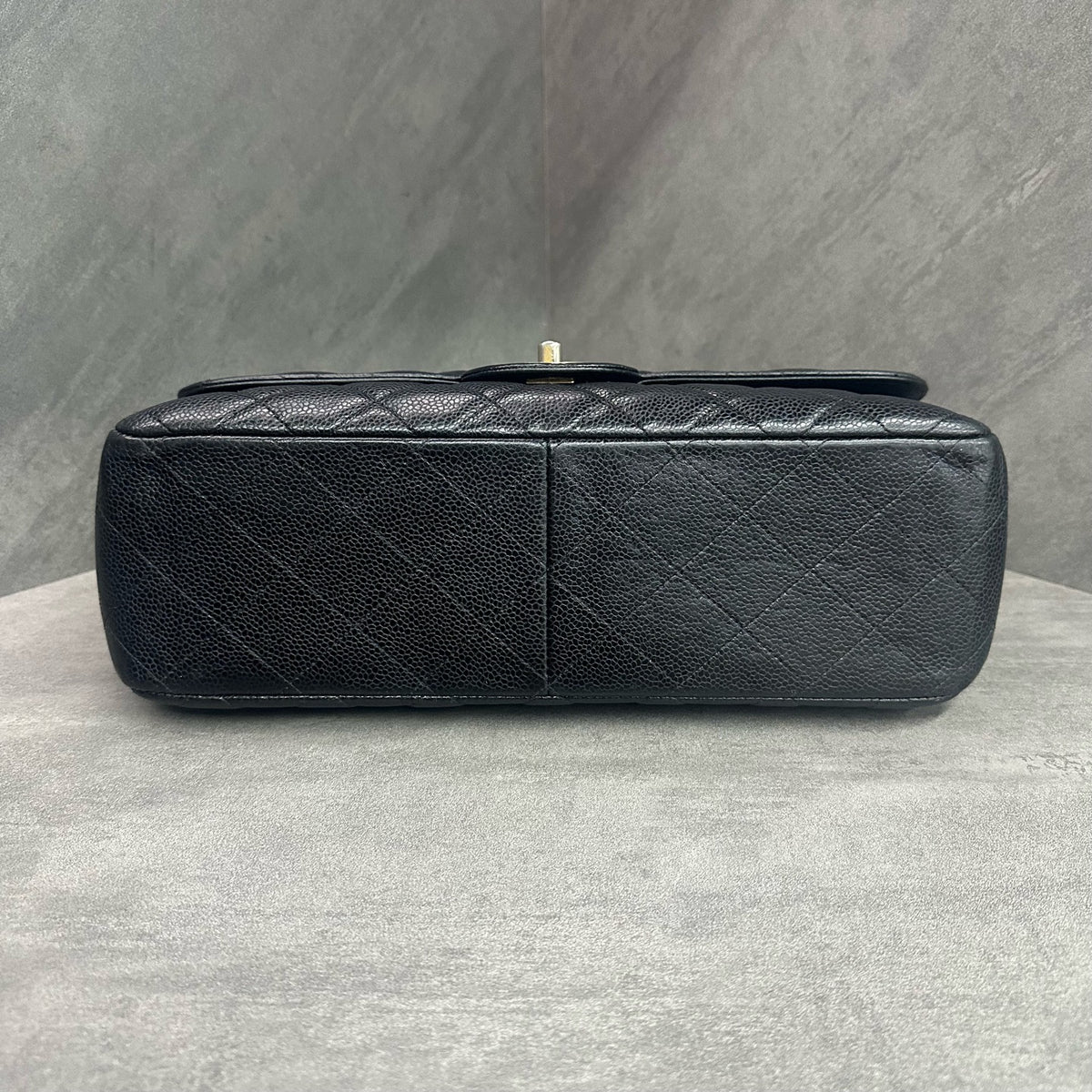 Chanel CF Jumbo Black and Gold Caviar Chain Bag 16 Open