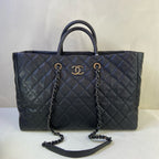 Chanel Black and Silver Leather 2-Way Tote Bag, Size 36*25*23, Market Price 20,000+