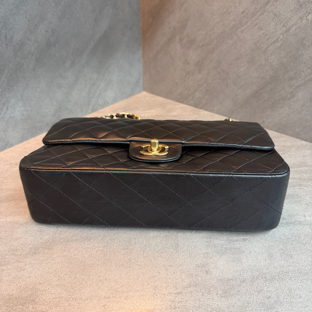 Chanel Classic Flap Medium, Black Lambskin with Gold Hardware, Structured Silhouette, Clean Interior, 14-series with Authenticity Card
