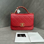 Chanel 19 Bag Red with Gold Hardware Lambskin Messenger Handbag Crossbody Bag 28 Opening with Card and Receipt